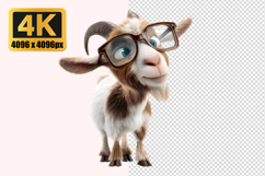 Goat Wearing Brown Glasses Transparent PNG Product Image 1