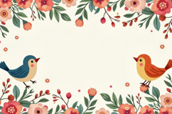 Floral With Birds Border Background Product Image 1