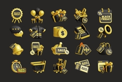 Golden 3D Black Friday Sale Icons Pack 1 Product Image 2