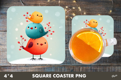 Funny Bird Coaster Sublimation. Christmas Square Coaster Product Image 1