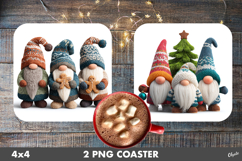 Crochet Gnome Coaster PNG. Christmas Gnome Coaster Product Image 1