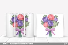 Spring Flower Bouquet Tumbler PNG, 20 OZ Tumbler Wrap Product Image 1