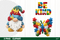 Faux Yarn Autism Sublimation, Autism Clipart PNG Product Image 1