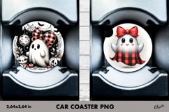 Cute Ghost Car Coaster PNG. Halloween Sublimation PNG Product Image 1
