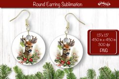 Christmas Round Earring Sublimation Designs Christmas Animal Product Image 1