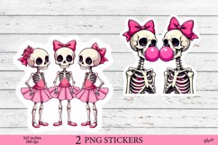 Anti Valentine’s Day. Pink Skeleton Girls Stickers PNG Product Image 1