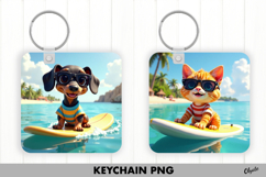 Summer Animal Keychain Sublimation. Cute Animal PNG Product Image 1