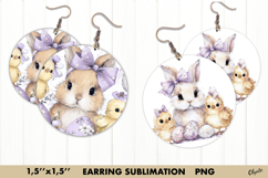 Earring Easter Sublimation, Watercolor Lilac Easter PNG Product Image 1