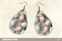 Earring Watercolor Sublimation. Easter Earrings Teardrop PNG Product Image 1
