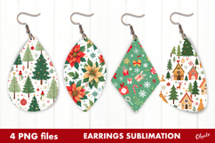 Christmas Earring Sublimation. Xmas Earring PNG Product Image 1
