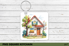 Cute Spring House PNG, Keychain Sublimation PNG Product Image 1