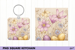 Watercolor Easter Keychain Sublimation PNG Product Image 1