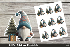 Knitting Gnome Sticker PNG. Christmas Gnome Stickers PNG Product Image 1