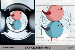 Christmas Cute Bird, Winter Car Coaster PNG Product Image 1