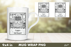 Cake Birthday Mug Wrap PNG. Birthday Sublimation Product Image 1