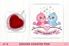 Couple Bird PNG, Valentines Day Coaster Sublimation PNG Product Image 1