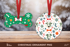 Christmas Dog Ornament Sublimation PNG Product Image 1