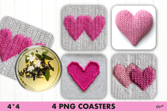 Knitting Pink Heart PNG, Valentines Day Coaster PNG Product Image 1