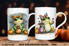 Frog Mug Sublimation Wrap. Halloween Mug Design Product Image 1