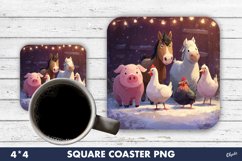 Farmhouse Coaster PNG. Christmas Coaster Sublimation Product Image 1