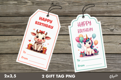 Birthday Gift Tag PNG, Kawaii labels, Gift Tag PNG Product Image 1