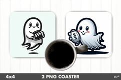 Sports Ghost Coaster PNG, Cute Halloween Ghost Coaster Product Image 1