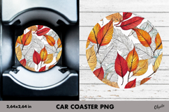 Fall Car Coaster PNG. Autumn Leaves Car Coaster PNG Product Image 1