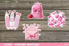 Yarn Valentine Stickers PNG. Teacher Sticker PNG Product Image 1
