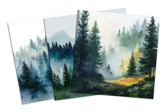 Watercolor Forest Landscape Digital Paper Background Product Image 8