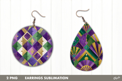 Earring Teardrop Mardi Gras, Earring Round Mardi Gras PNG Product Image 1