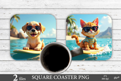 Summer Coaster Sublimation. Cute Animal PNG Product Image 1