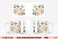 Watercolor Flower Mug Wrap Sublimation. 11 OZ, 15 OZ Mug Product Image 1