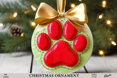 Dog Christmas Ornament PNG, Paw Sublimation PNG Product Image 1