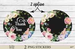 Thank You Stickers PNG. Watercolor Flower Stickers Printable Product Image 1