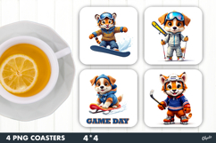 Sport Animal Coaster PNG, Winter Sport Coaster PNG Product Image 1