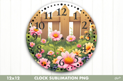 Spring Clock Sublimation. Garden Clock Design PNG Product Image 1