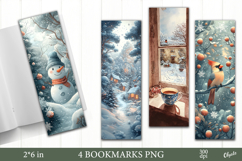 Watercolor Christmas Bookmark PNG, Cozy Winter Bookmark Product Image 1