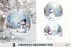 Snowman Ornament Sublimation PNG, Christmas Ornament  Product Image 1