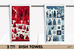 Patchwork XMAS Dish Towel PNG. Christmas Dish Towel Product Image 1