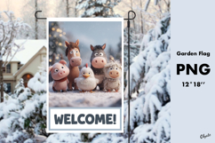 Farmhouse Christmas Garden Flag PNG. Animal Farm PNG Product Image 1