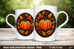 Fall Mug Wrap. Pumpkin Mug Wrap. Frame Sublimation PNG Product Image 1