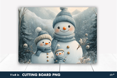 Cute Family Snowman PNG. Kitchen Cutting Board PNG Product Image 1