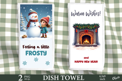 Christmas Dish Towel Sublimation PNG, Kitchen Towel PNG Product Image 1