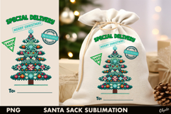 Santa Sack Sublimation PNG, Knitting Chrismas Tree PNG Product Image 1