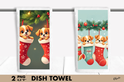 Cute Animal Christmas, Christmas Dish Towel Sublimation PNG Product Image 1