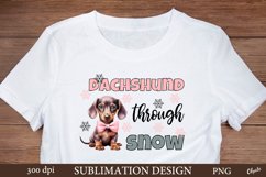 Dachshund Through Snow. Christmas Dog Tshirt Design PNG Product Image 1