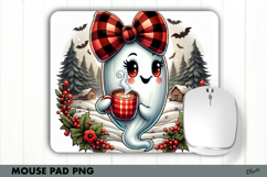 Halloween Mouse Pad Sublimation PNG. Cute Ghost PNG Product Image 1