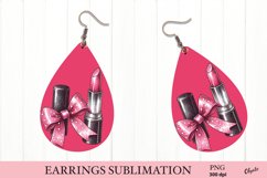Pink Lipstick Coquette PNG. Teardrop Earring Sublimation PNG Product Image 1