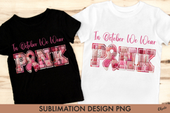 In October We Wear Pink PNG. Patchwork Pink October Product Image 1