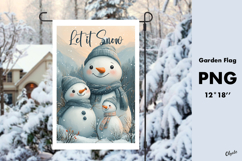 Watercolor Family Snowman Garden Flag Sublimation PNG Product Image 1